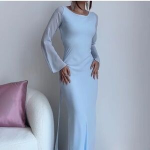 Blue Maxi Long Sleeve Dress